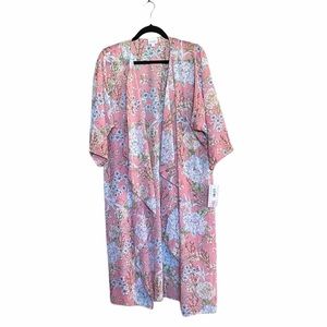 LuLaRoe SHIRLEY Kimono Size M Pink Floral